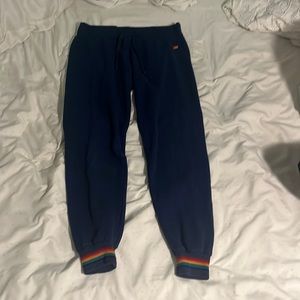 AVIATOR NATION Women’s Ribbed Rainbow Navy Jogger Sweatpants